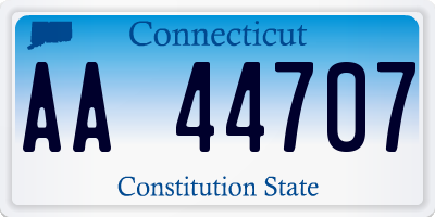 CT license plate AA44707