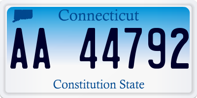 CT license plate AA44792