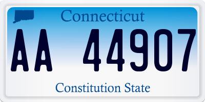 CT license plate AA44907