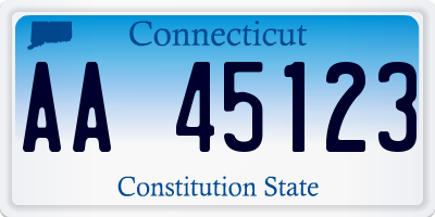 CT license plate AA45123