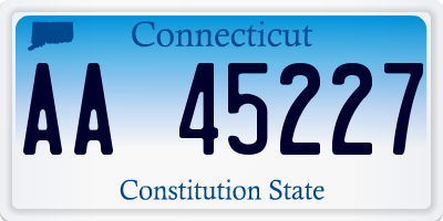 CT license plate AA45227