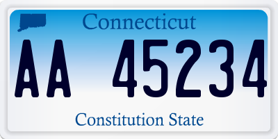 CT license plate AA45234