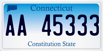 CT license plate AA45333