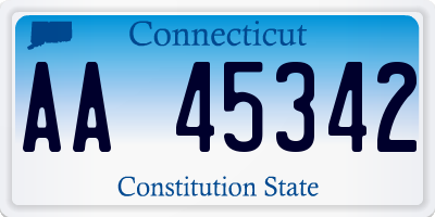 CT license plate AA45342