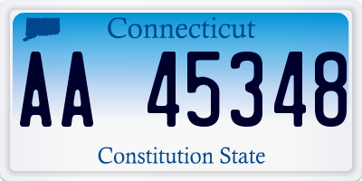 CT license plate AA45348