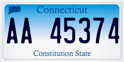 CT license plate AA45374