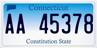 CT license plate AA45378