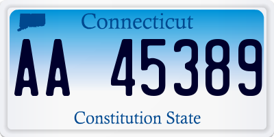 CT license plate AA45389