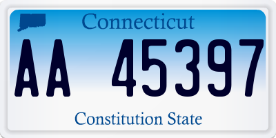 CT license plate AA45397