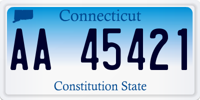 CT license plate AA45421