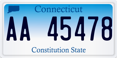 CT license plate AA45478