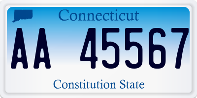 CT license plate AA45567