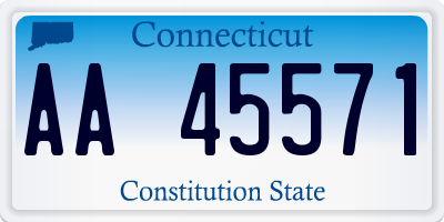 CT license plate AA45571