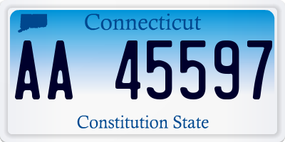 CT license plate AA45597