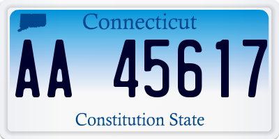 CT license plate AA45617