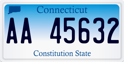 CT license plate AA45632