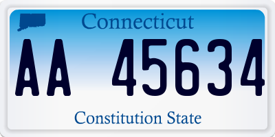 CT license plate AA45634