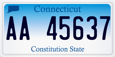 CT license plate AA45637