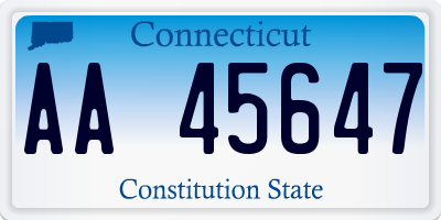 CT license plate AA45647