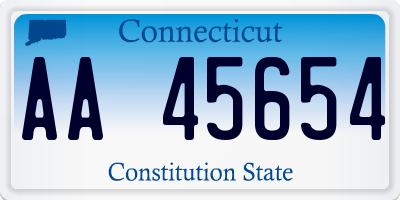 CT license plate AA45654