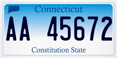 CT license plate AA45672