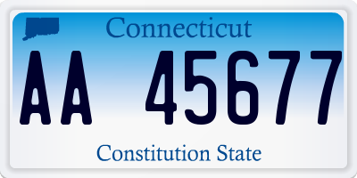 CT license plate AA45677