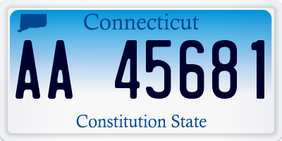 CT license plate AA45681