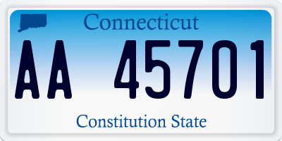 CT license plate AA45701