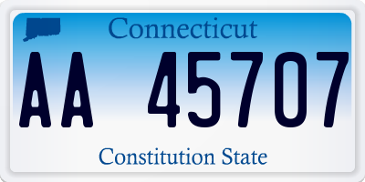 CT license plate AA45707