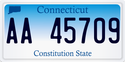CT license plate AA45709
