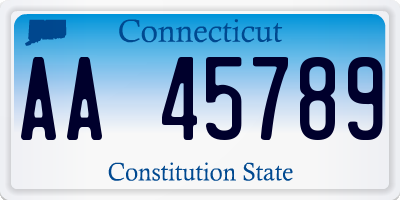 CT license plate AA45789