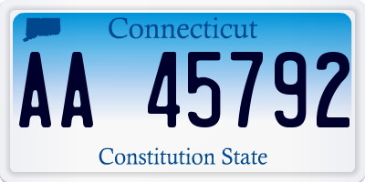 CT license plate AA45792