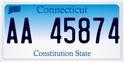 CT license plate AA45874