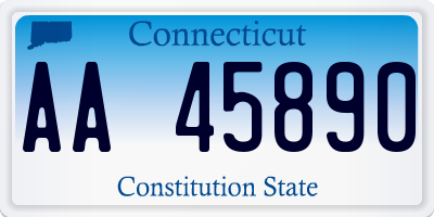 CT license plate AA45890