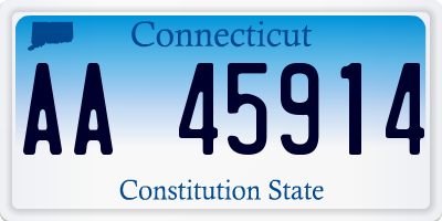 CT license plate AA45914