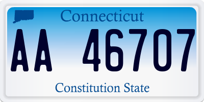 CT license plate AA46707