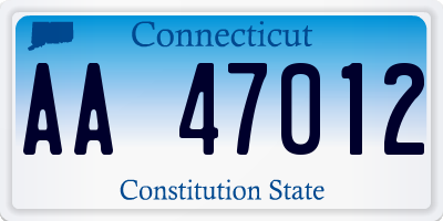 CT license plate AA47012