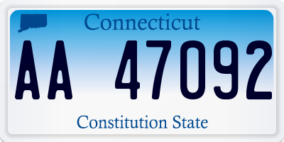 CT license plate AA47092