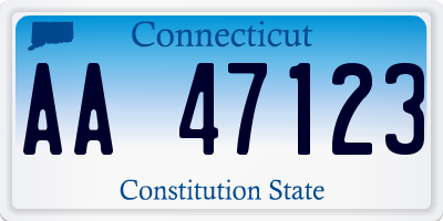 CT license plate AA47123