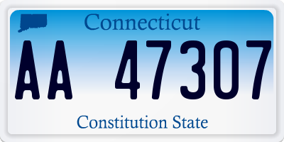 CT license plate AA47307