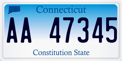 CT license plate AA47345