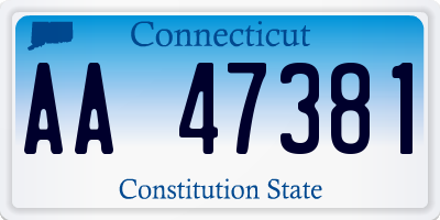 CT license plate AA47381