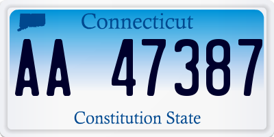 CT license plate AA47387