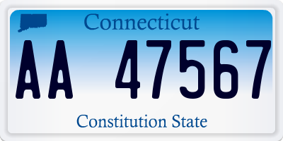 CT license plate AA47567