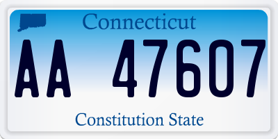 CT license plate AA47607