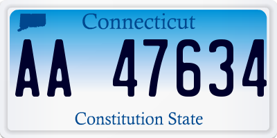 CT license plate AA47634