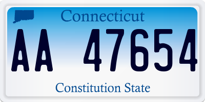 CT license plate AA47654