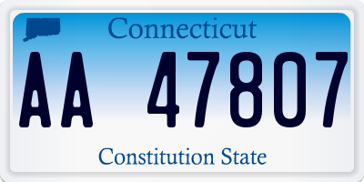 CT license plate AA47807