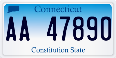 CT license plate AA47890