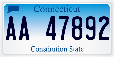 CT license plate AA47892